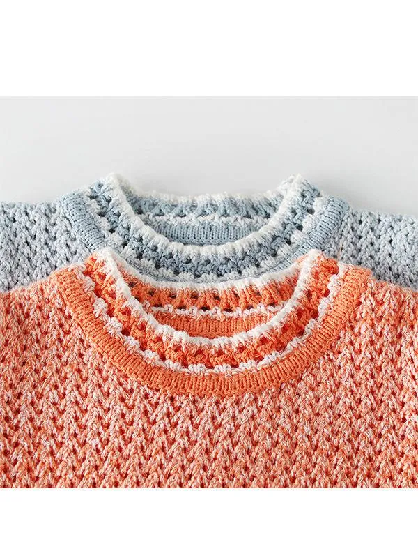 2-piece Knitted Wear Top   Shorts Set Long Sleeve Solid Color for Baby Boys Girls