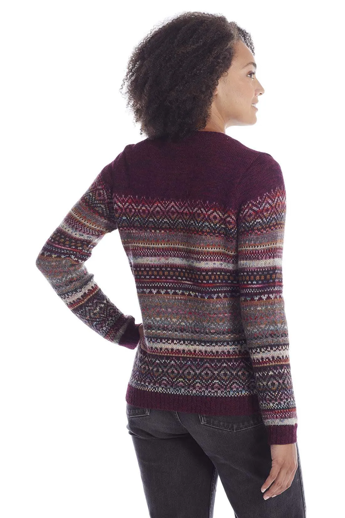 Abancay Hand-Dyed Alpaca Sweater FairIsle Cardigan for Women