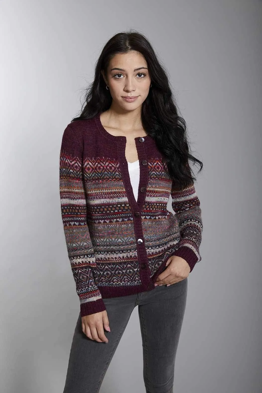 Abancay Hand-Dyed Alpaca Sweater FairIsle Cardigan for Women