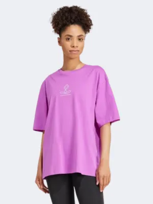 Adidas Yoga Stay Balanced Graphic Women Training T-Shirt Purple Burst