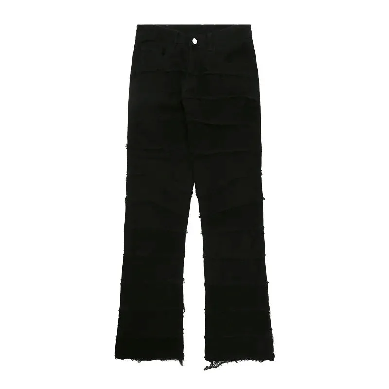 Aidase Heavy Industry Hole Frayed Destruction Waxed Jeans Mens High Street Retro Straight Ripped Pencil Pants Oversize Denim Trousers