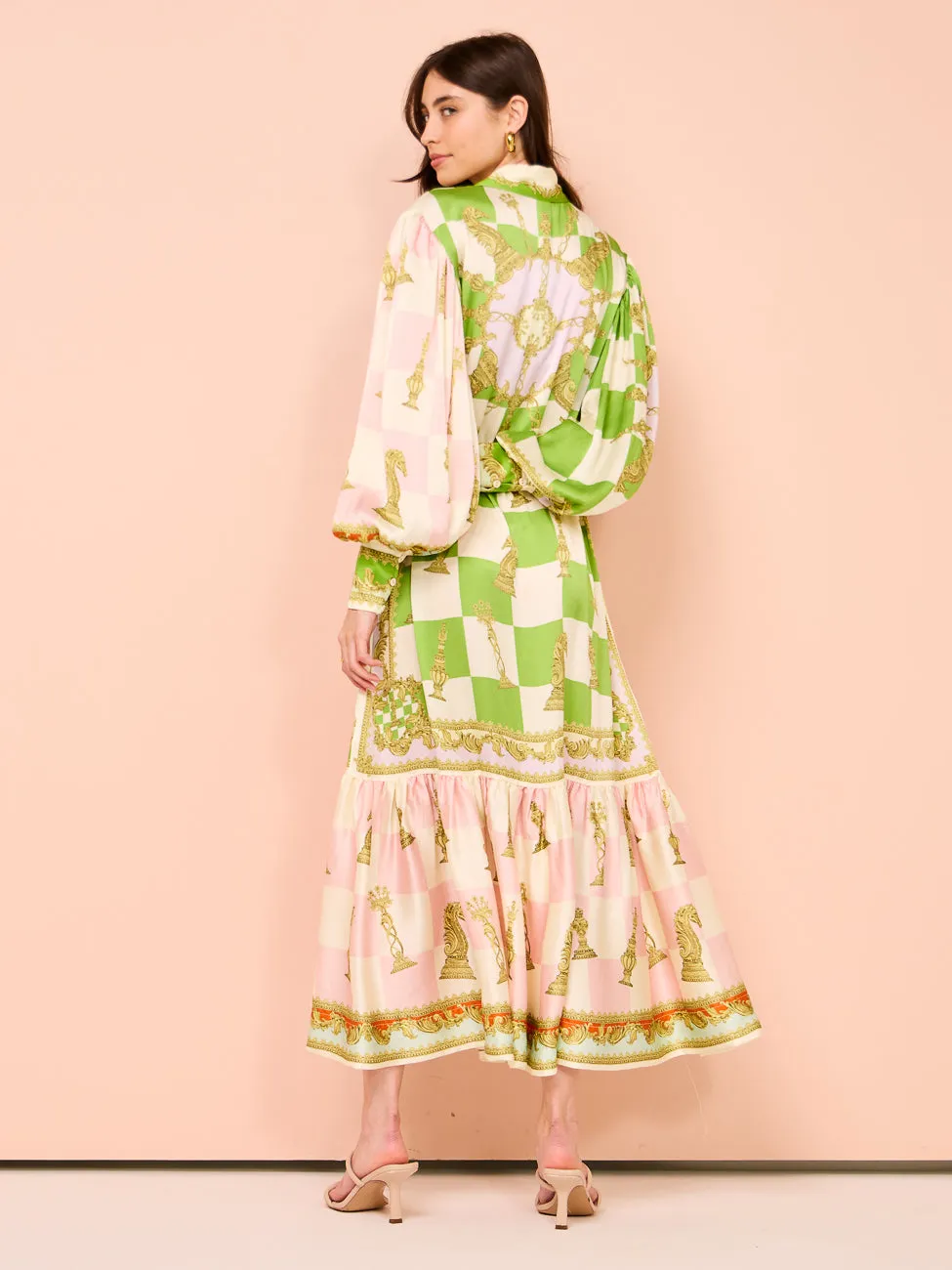 Alemais Checkmate Silk Shirtdress in Multi