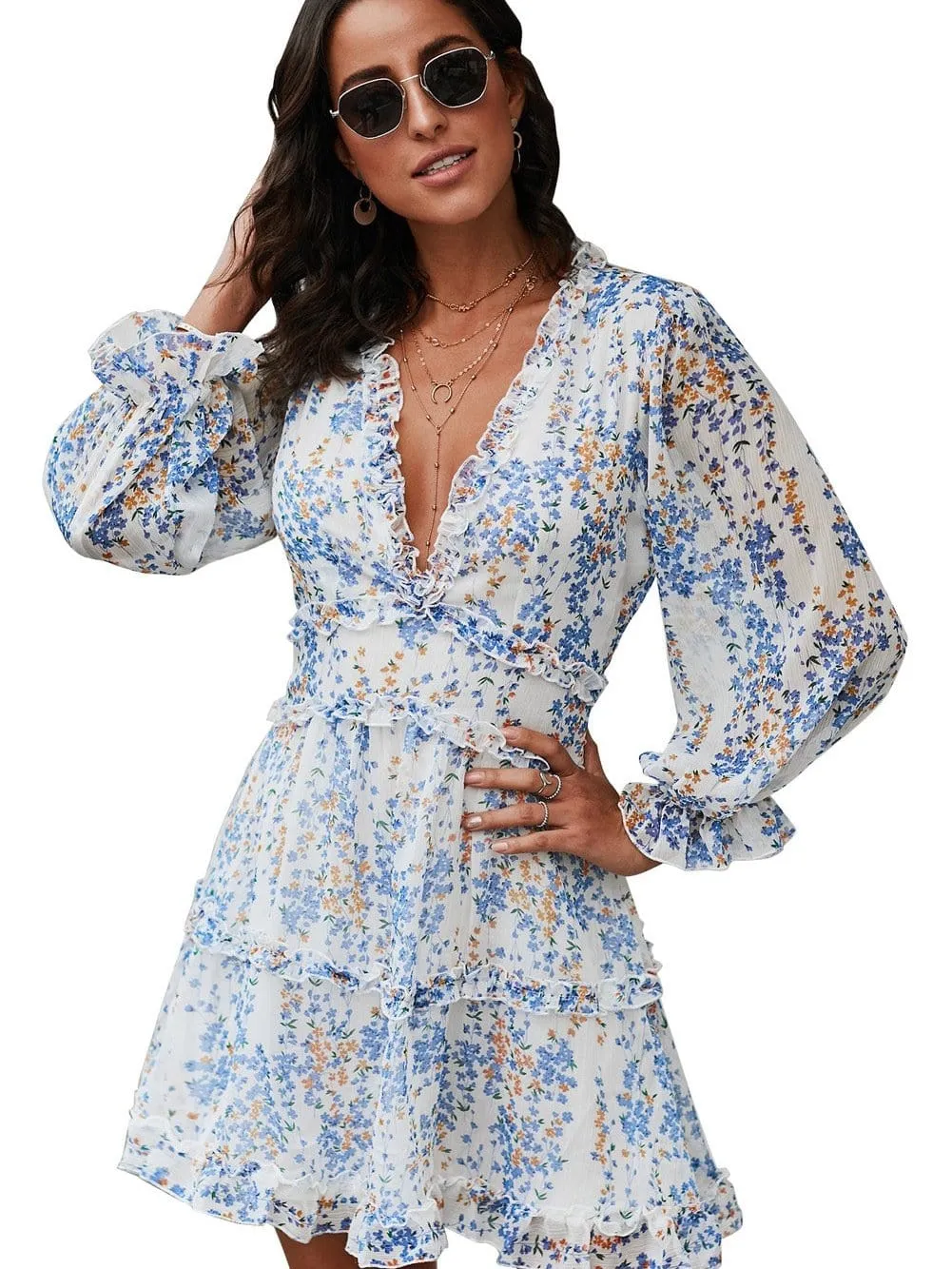 Alluring Open Back Dress with Floral Print