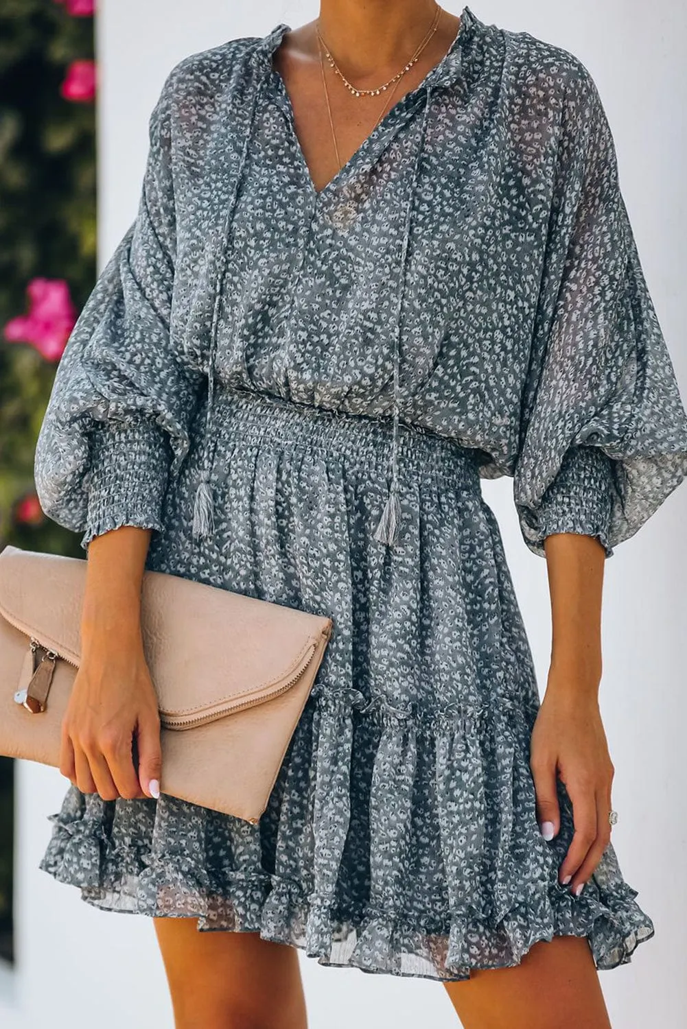Alluring Open Back Dress with Floral Print