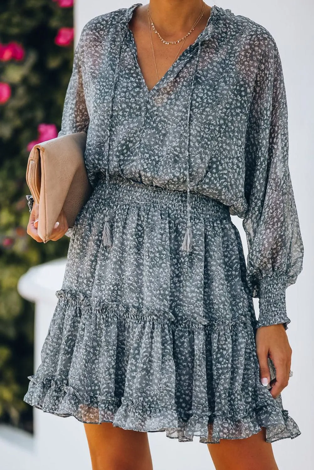 Alluring Open Back Dress with Floral Print