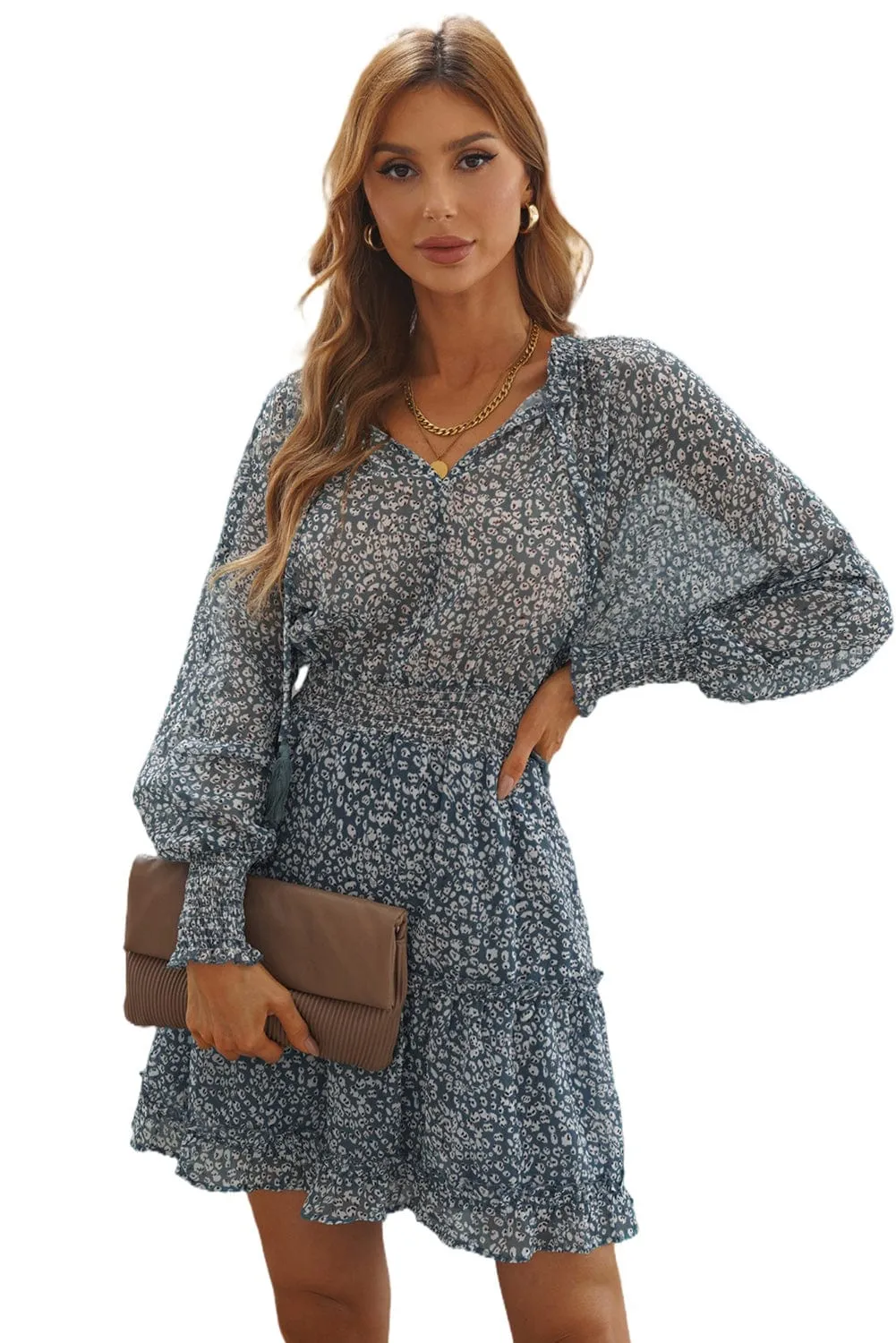 Alluring Open Back Dress with Floral Print