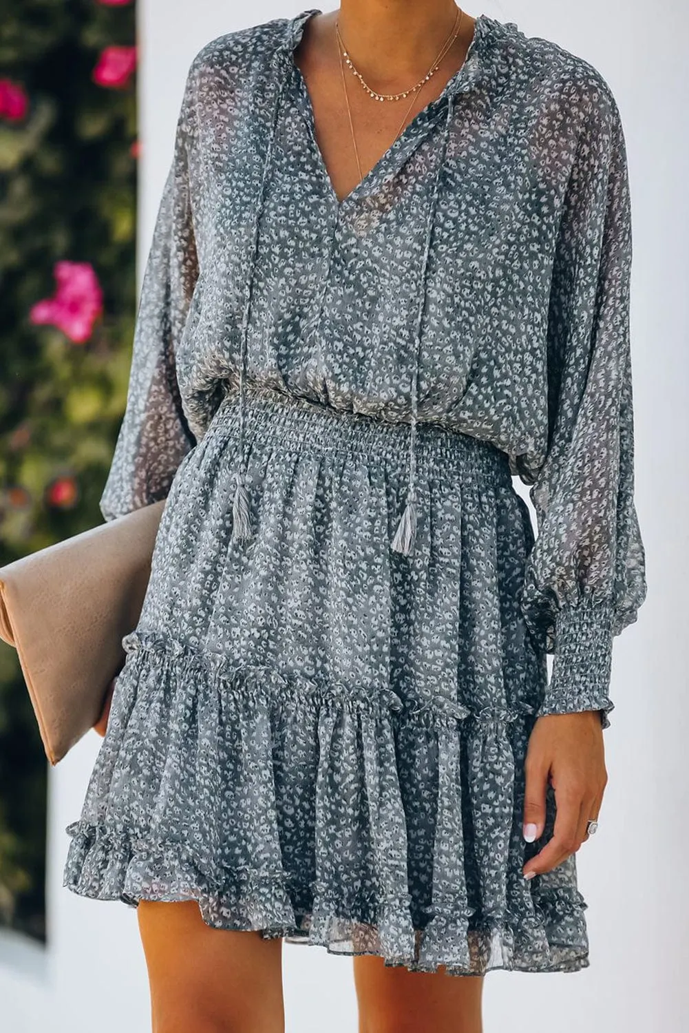 Alluring Open Back Dress with Floral Print