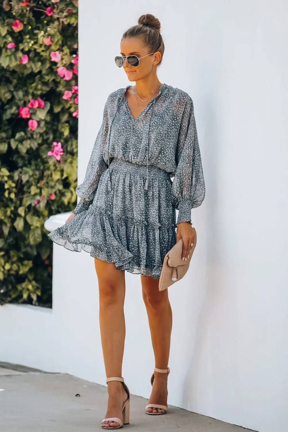 Alluring Open Back Dress with Floral Print