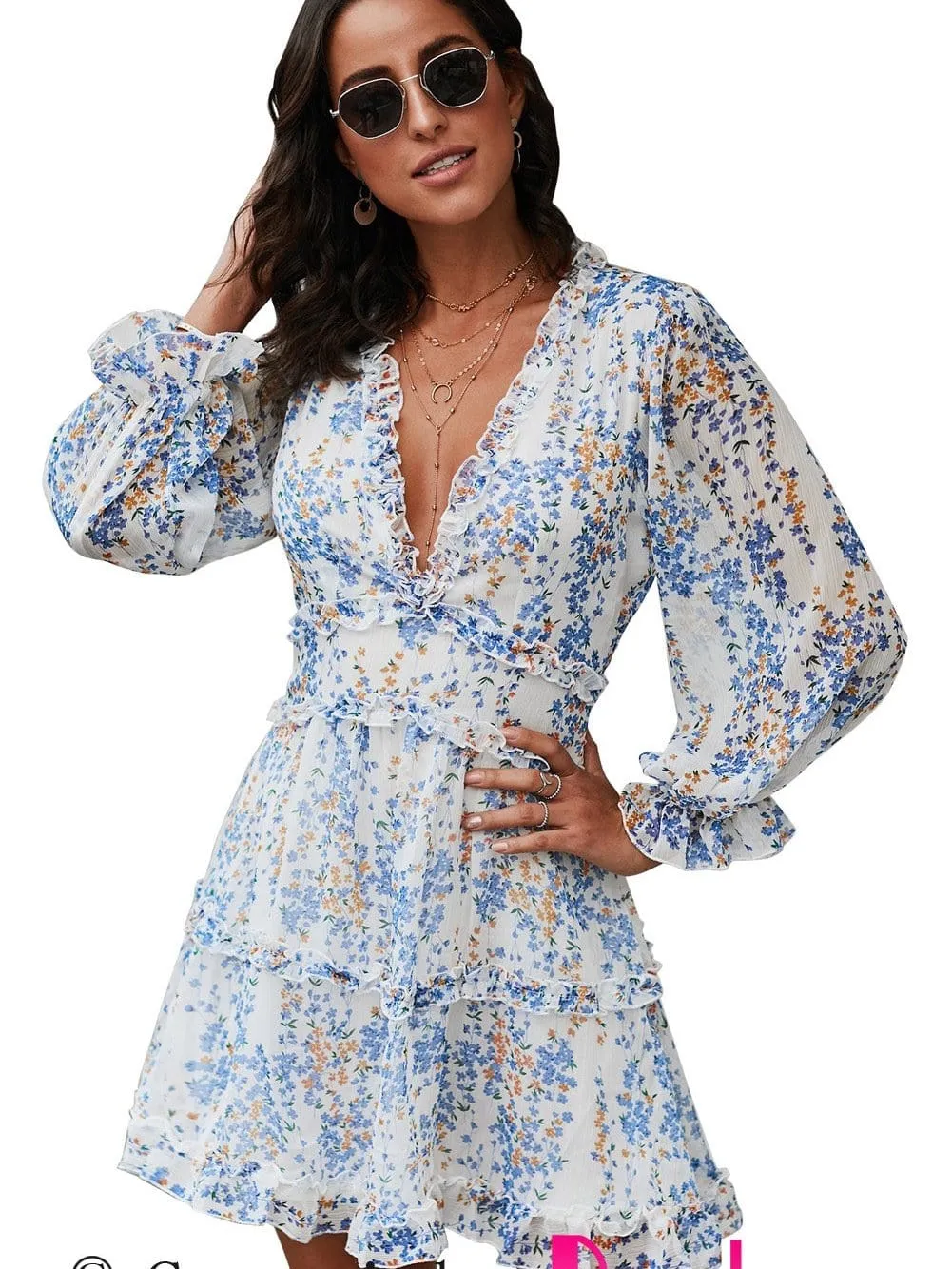 Alluring Open Back Dress with Floral Print
