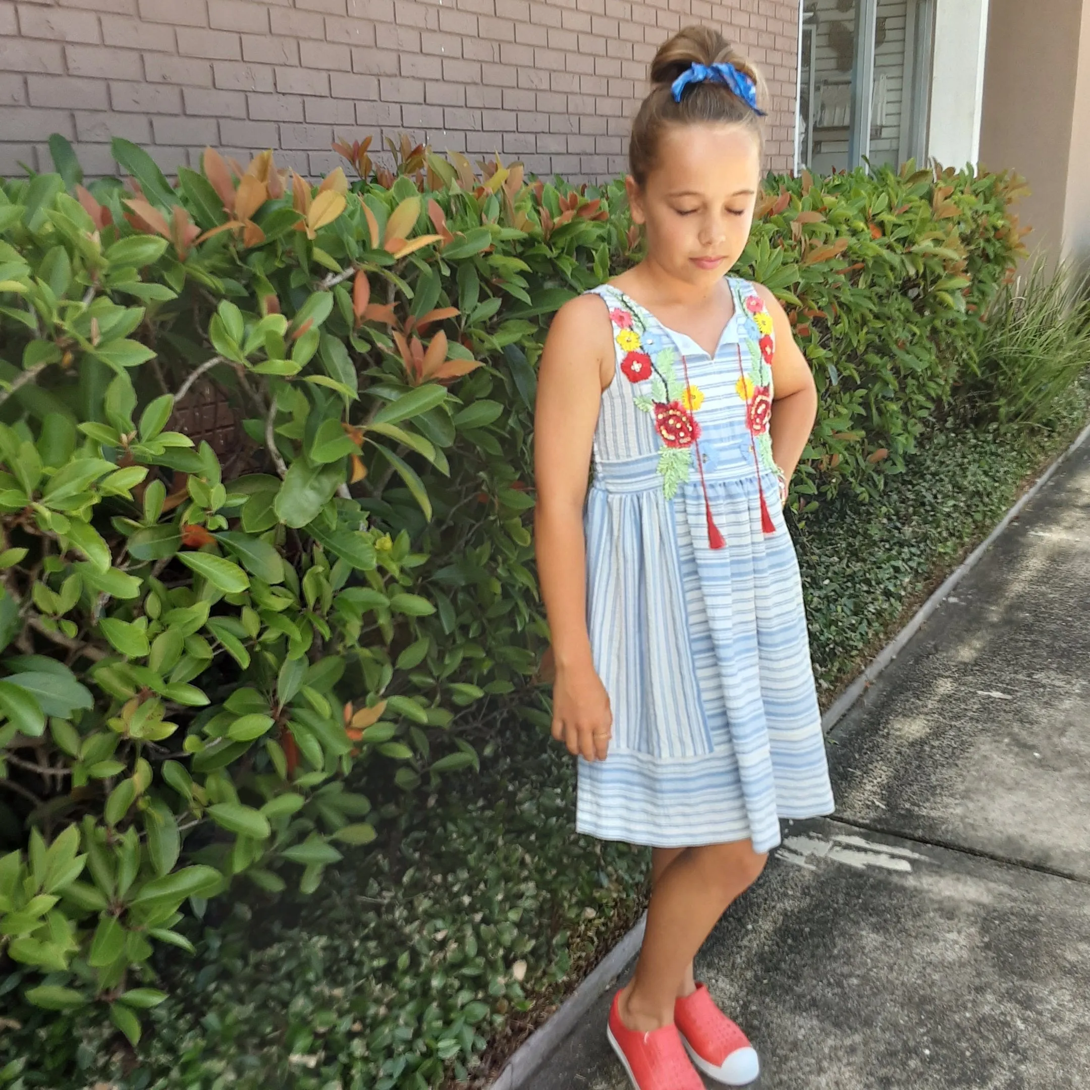 Casual Dress with Floral Embroidery | Bonnie Jean size 7-16