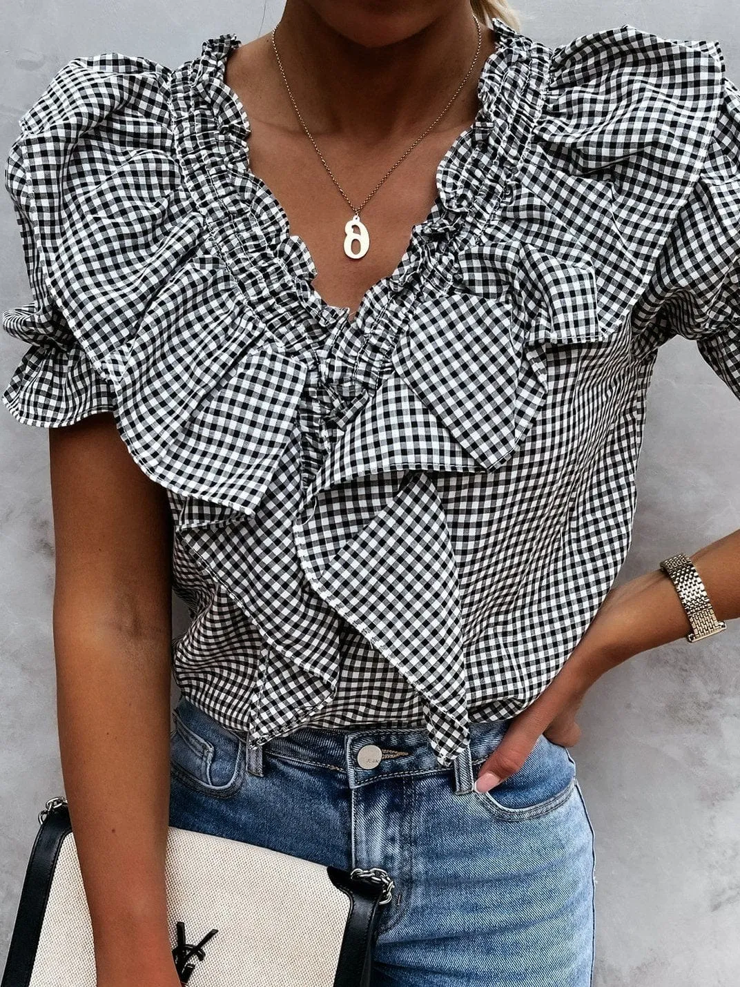 Casual Gingham Top