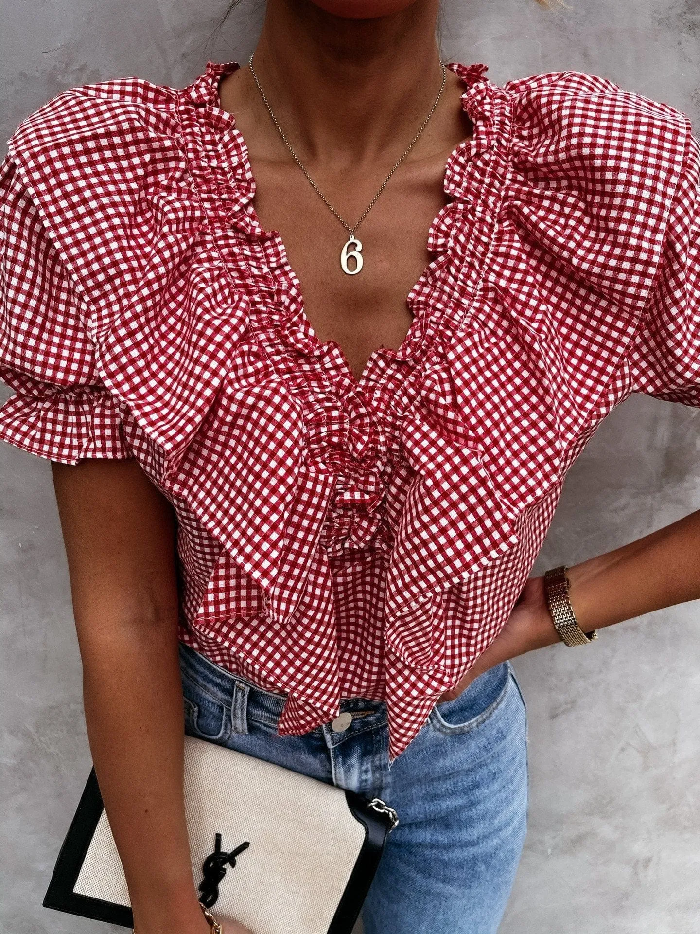 Casual Gingham Top