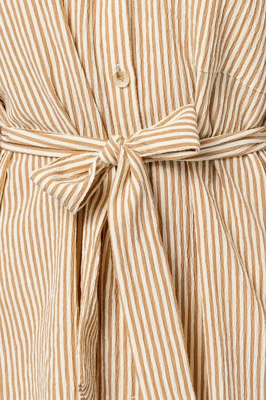 Coastal Haven Half Sleeve Button Down Shirt Dress