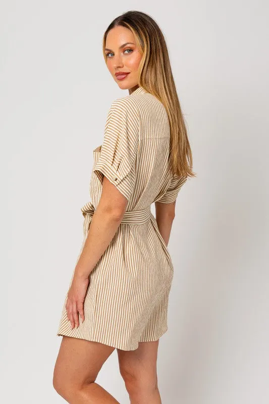 Coastal Haven Half Sleeve Button Down Shirt Dress