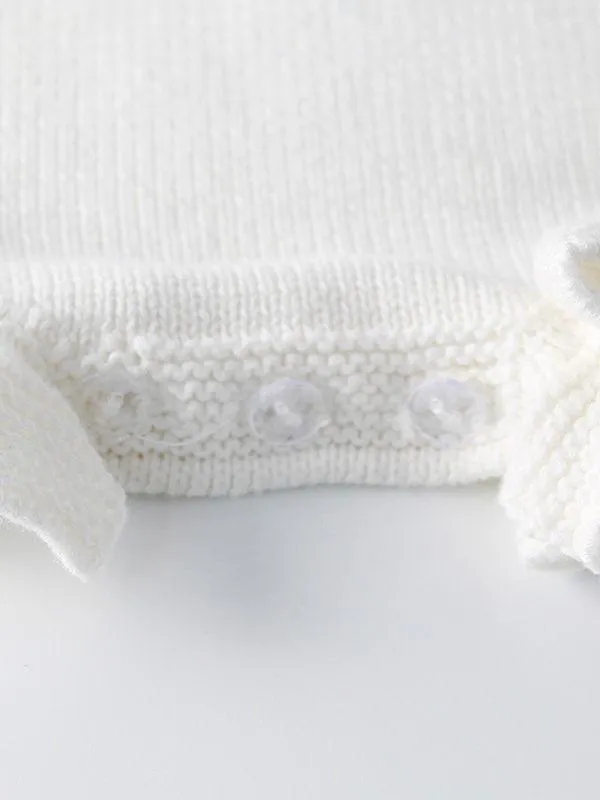 Comfortable White Crochet Cotton Jumpsuit Baby Sleeveless Suspender Knitted Romper