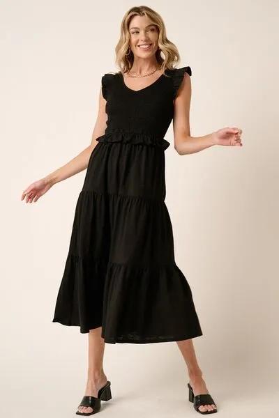 Elegant Grace Smocked Midi Dress