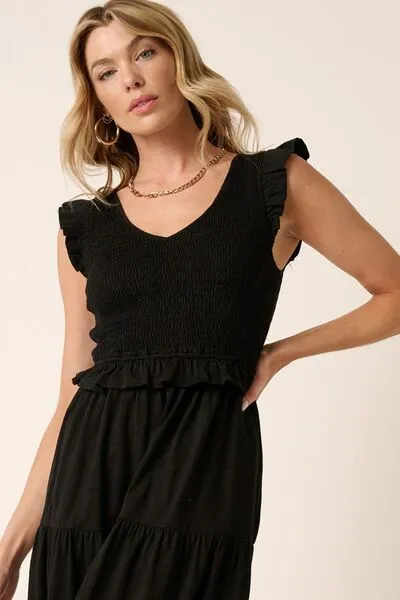 Elegant Grace Smocked Midi Dress