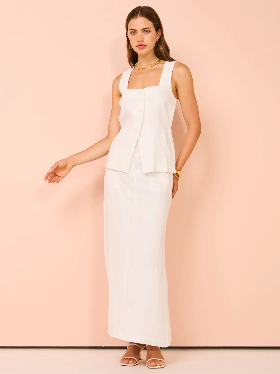 Faithfull The Brand Amreli Maxi Skirt in White