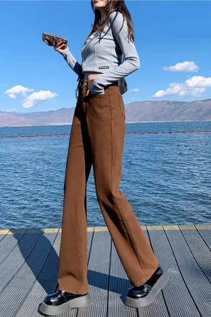 Flytonn-cute winter outfits casual winter outfits christmas outfit party look inspos High Waist Casual  Brown Jeans Pants