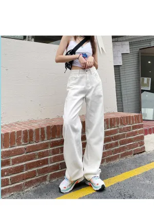 Flytonn-cute winter outfits casual winter outfits christmas outfit party look inspos High Waist Wide Leg White Jeans Pants