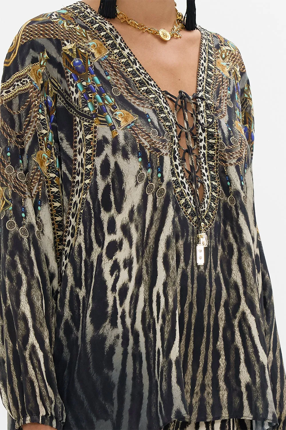 LACE UP BLOUSE CAT WORSHIP