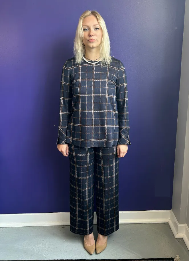 Maria Bellentani blue plaid Amsterdam top