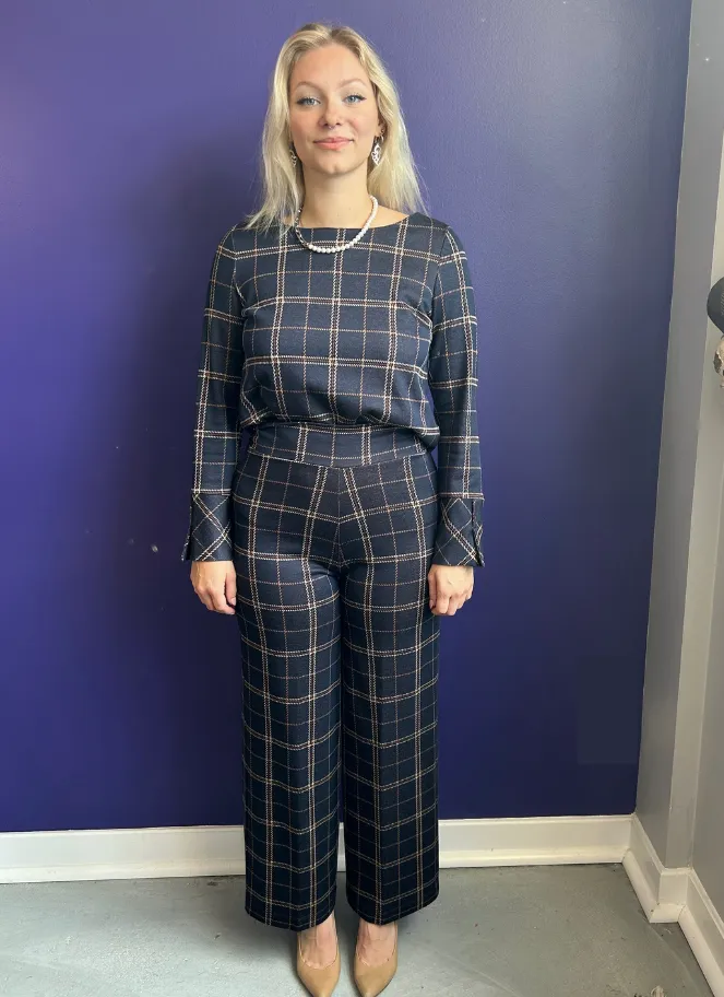 Maria Bellentani blue plaid Amsterdam top