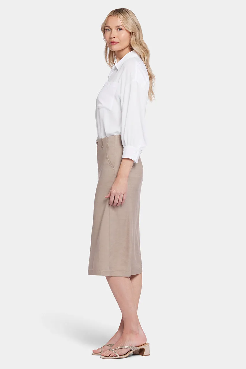 Marilyn A-Line Skirt Brown Stretch Linen | Saddlewood