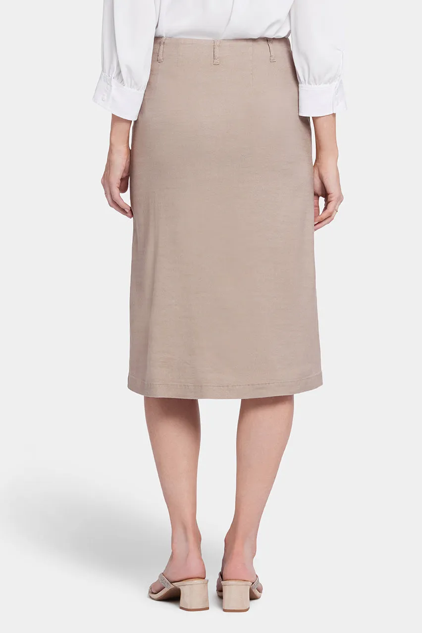 Marilyn A-Line Skirt Brown Stretch Linen | Saddlewood