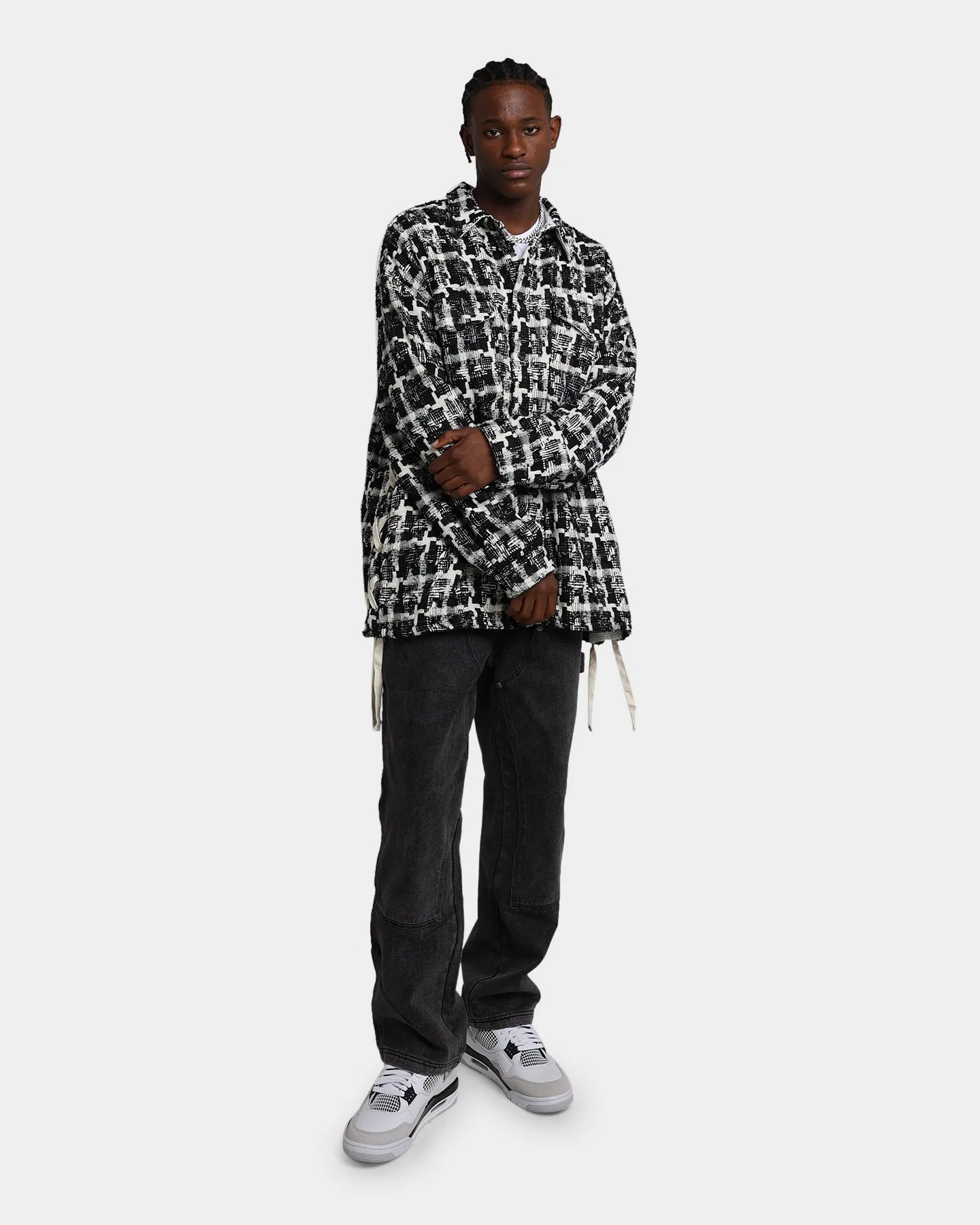 MNML Laced Loose Woven Shirt Black/White