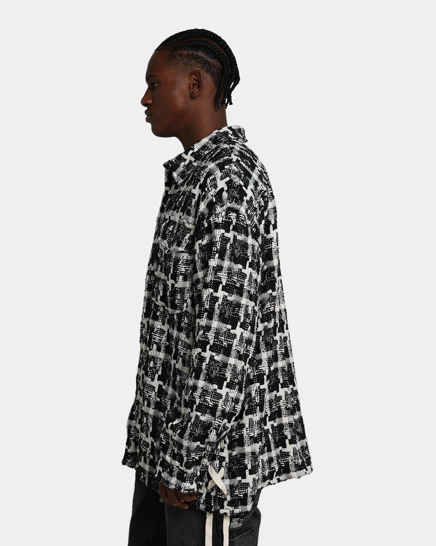 MNML Laced Loose Woven Shirt Black/White