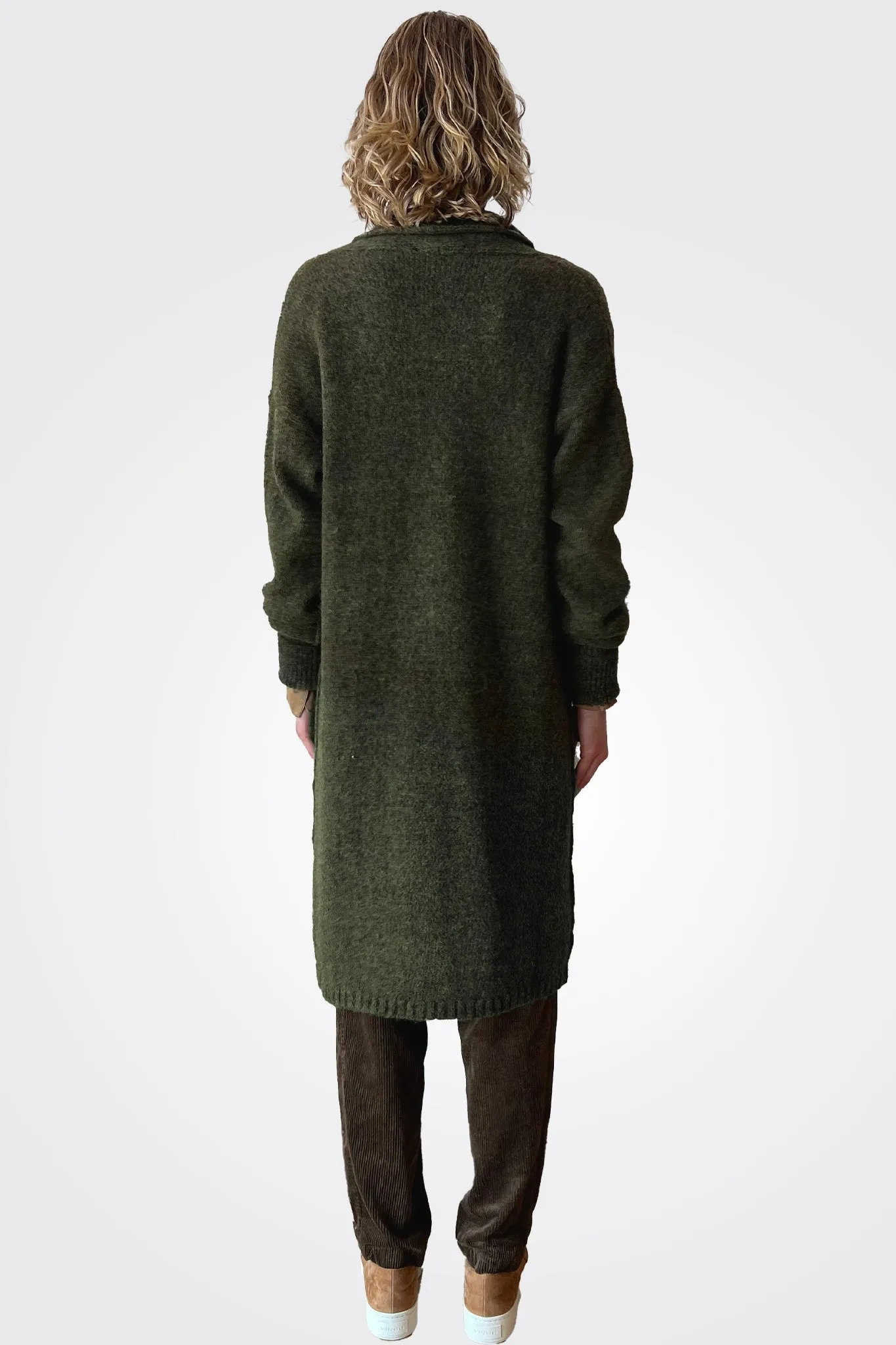 Oversized Alpaca Wool Blend Cardigan - Olive
