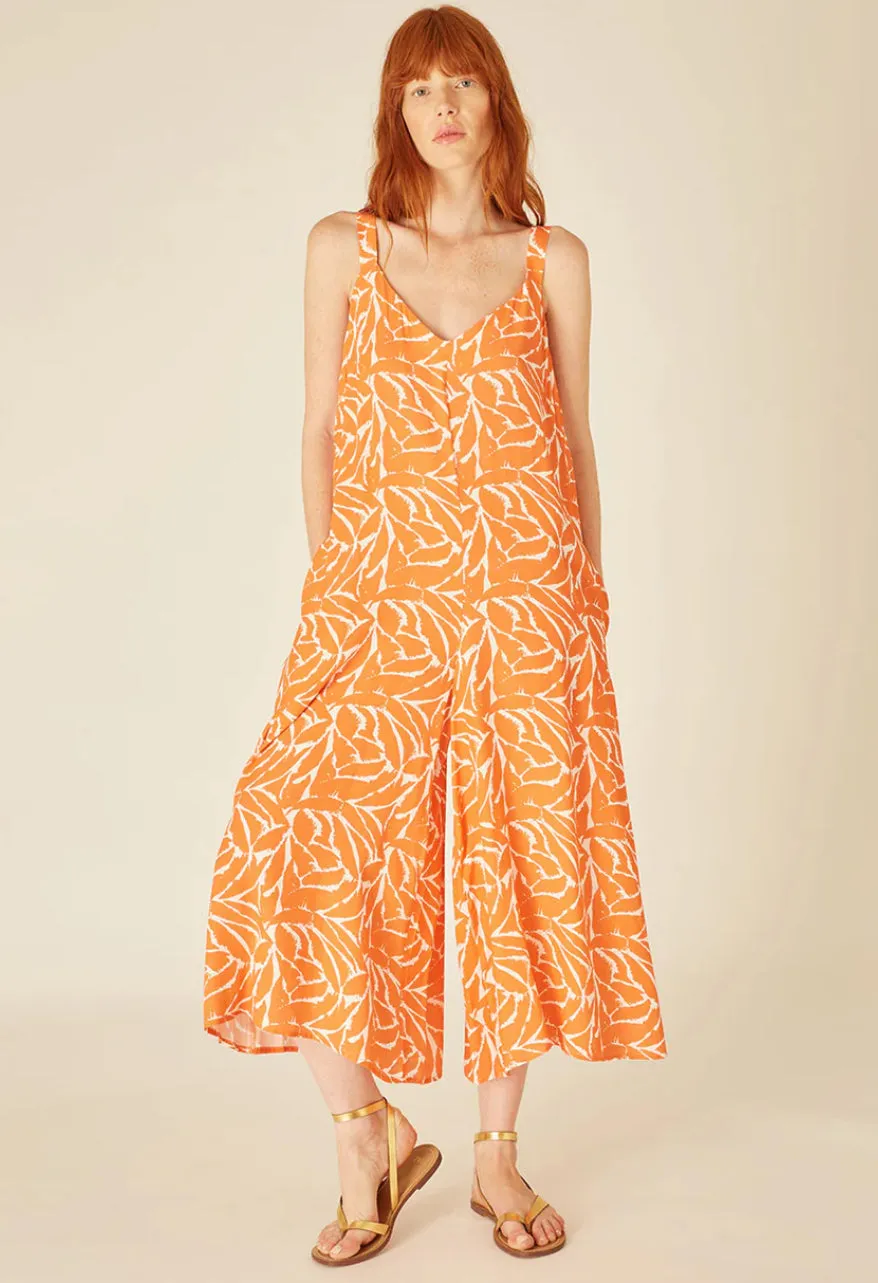 PEPLOVES CORAL BRUSH PLAYSUIT