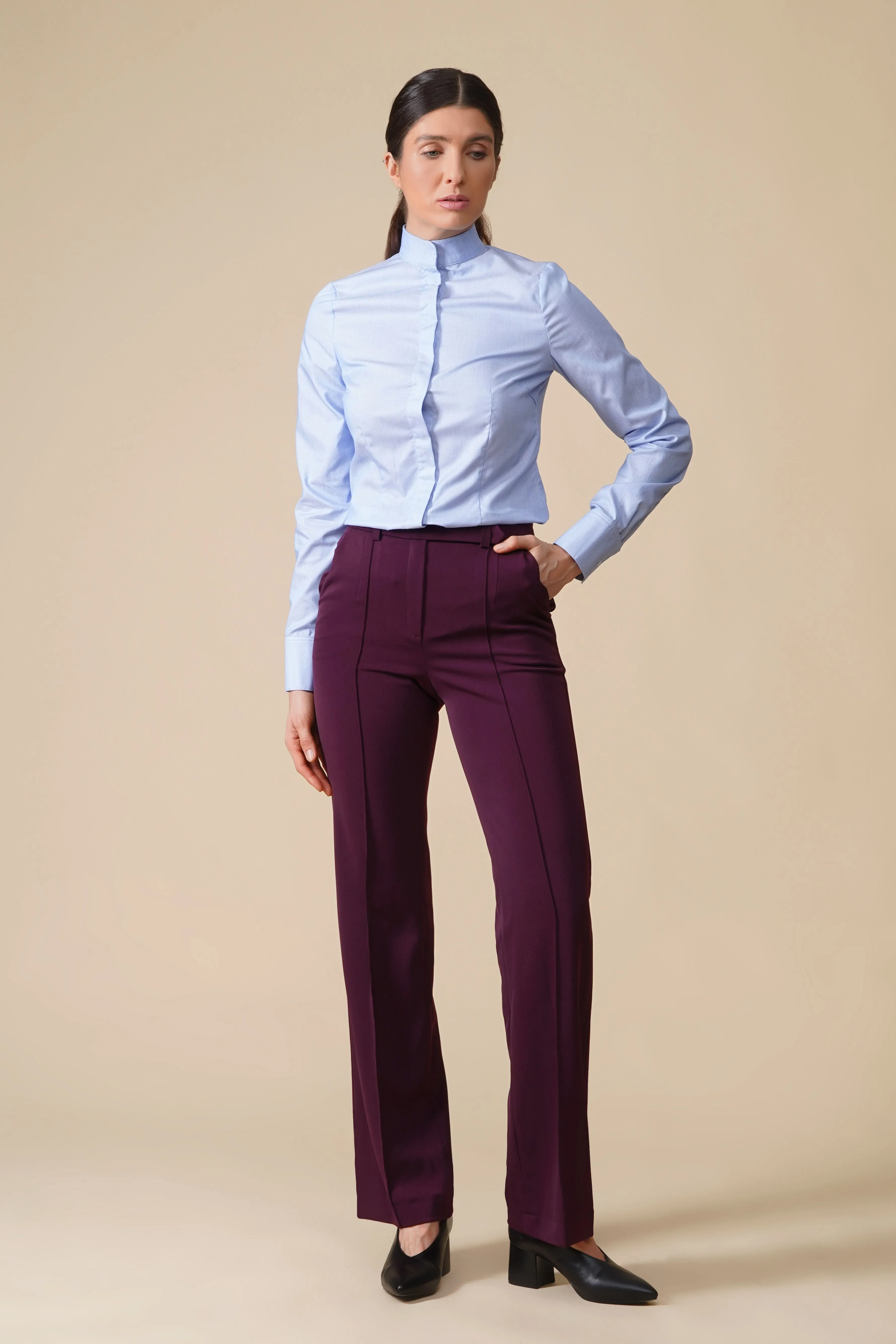 Purple High-Rise Wide-leg Trousers
