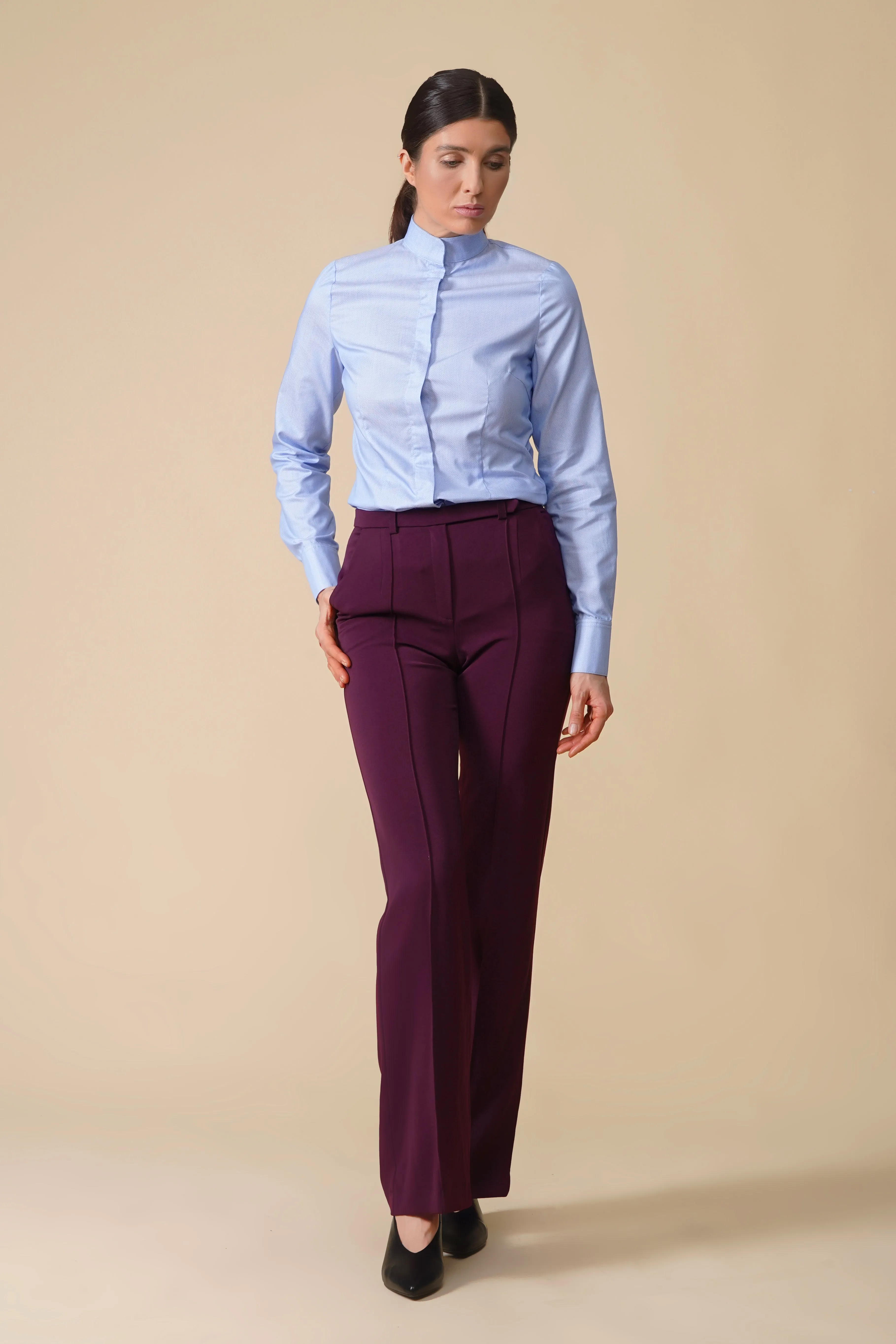 Purple High-Rise Wide-leg Trousers