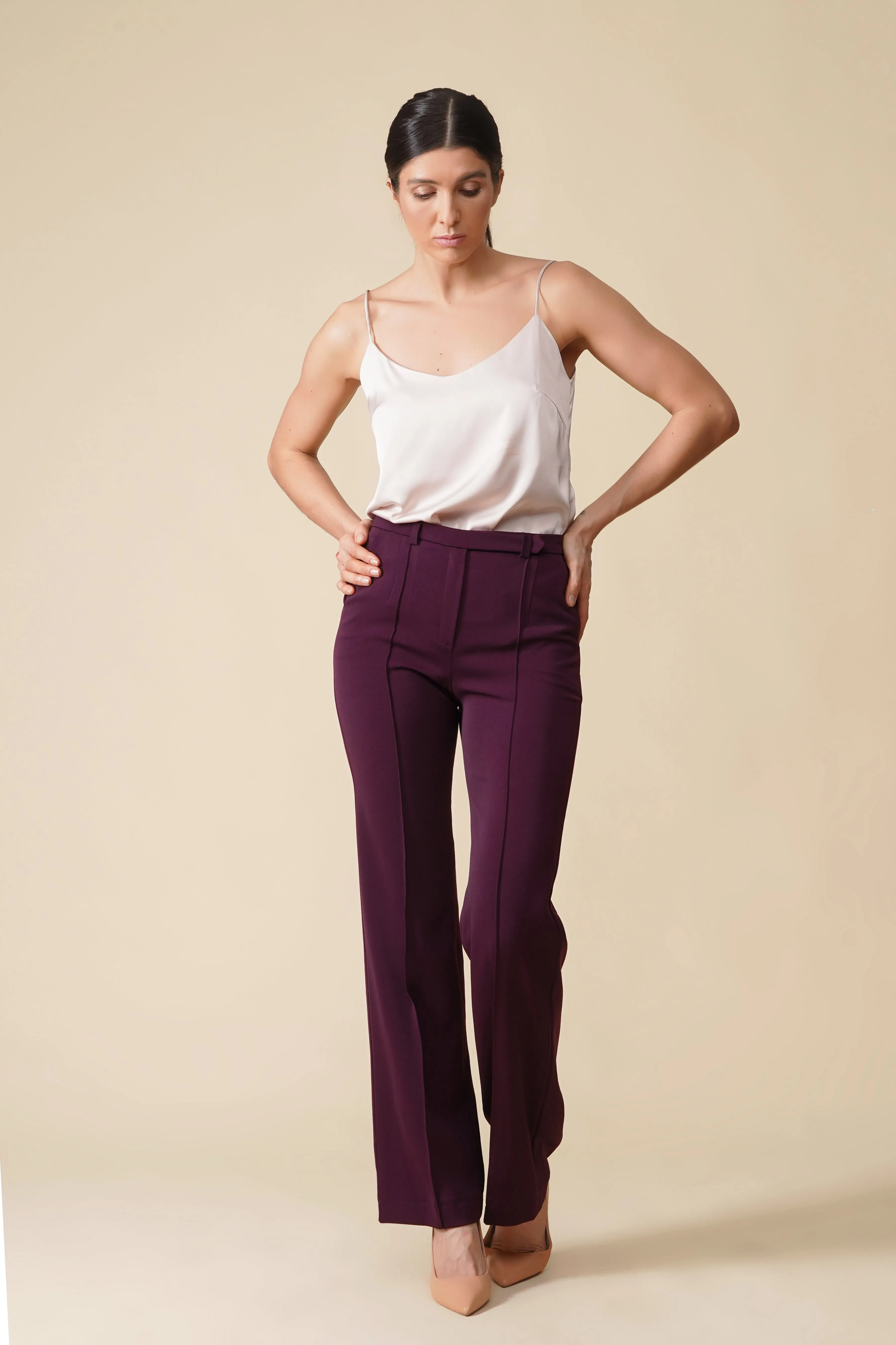 Purple High-Rise Wide-leg Trousers