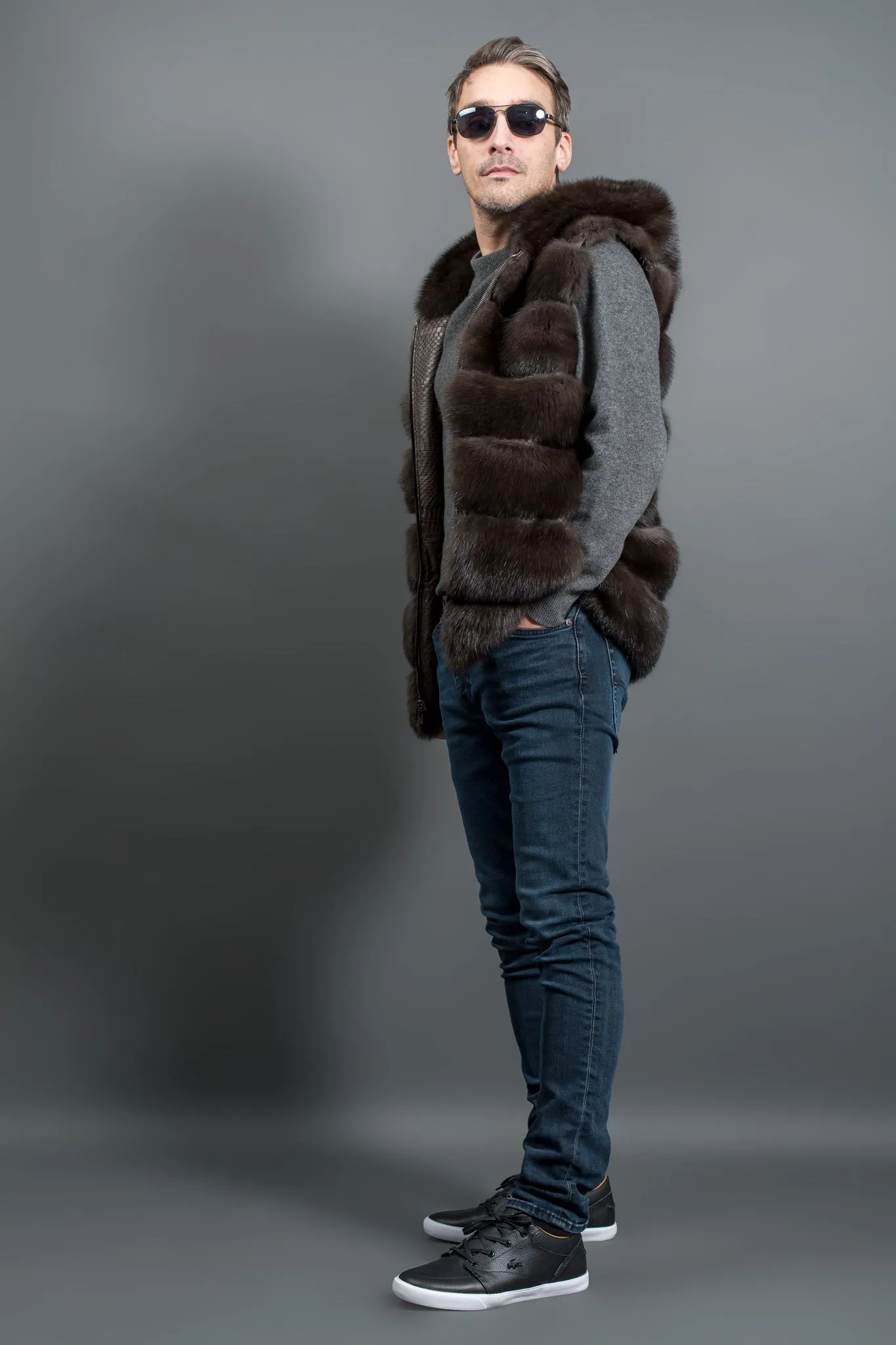Sable fur vest for men