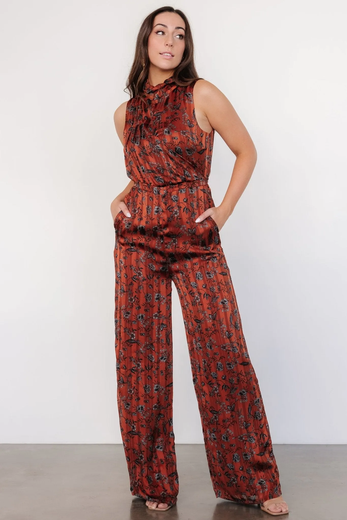 Suni Sleeveless Jumpsuit | Copper   Slate Floral