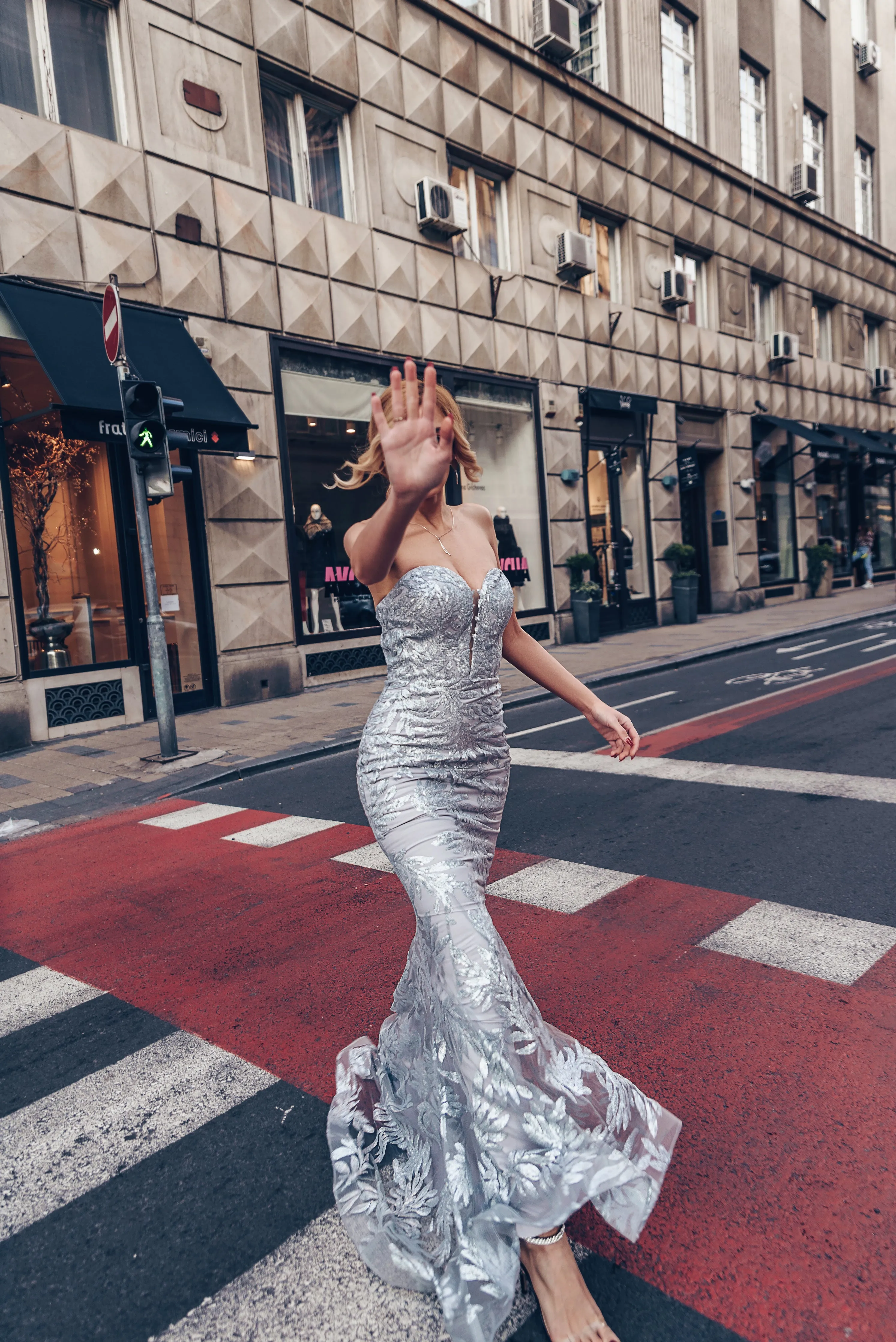 Tina Holly | TA107 Sequin Strapless Sweetheart Neckline Mermaid Train Dress (Made-To-Order)