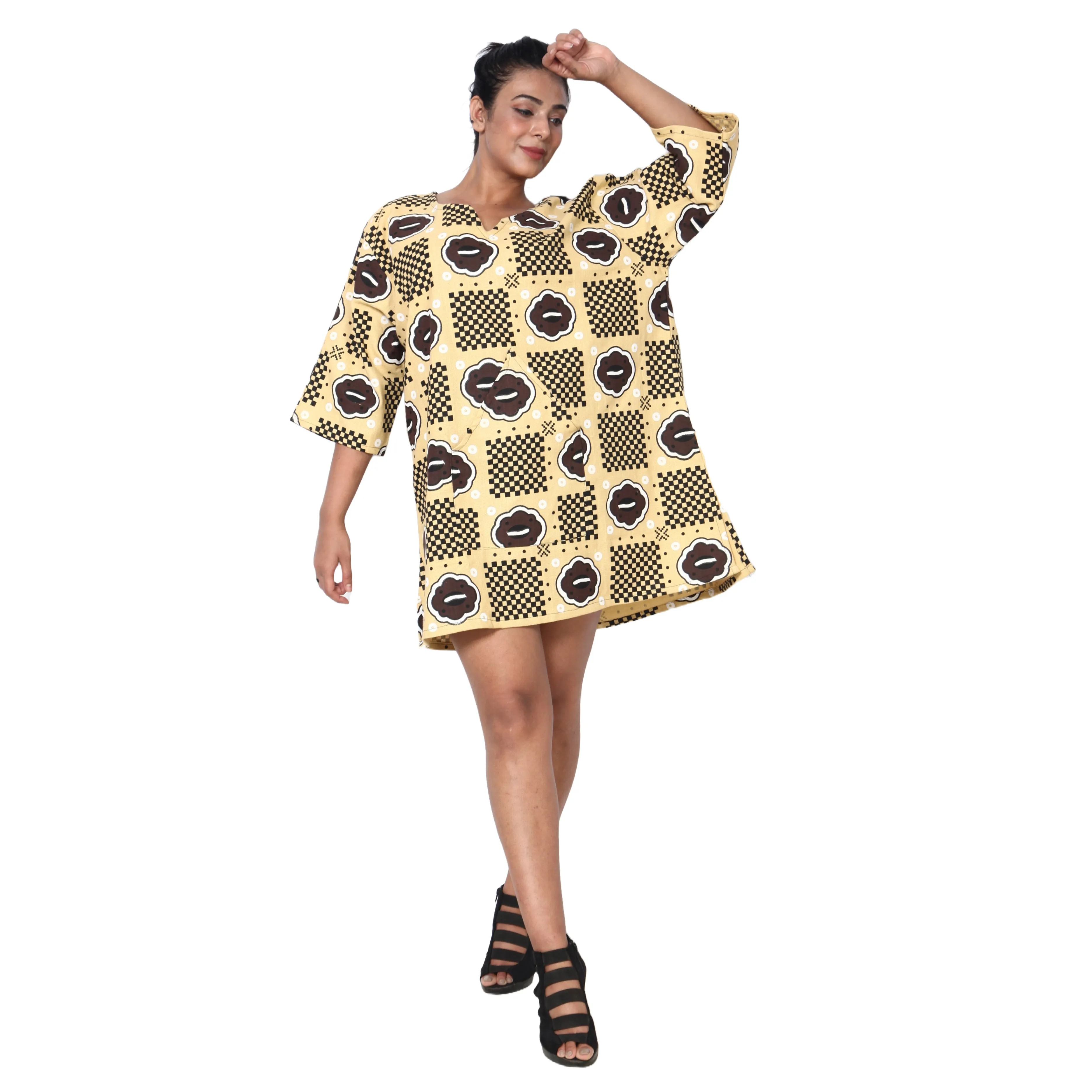 Women's 3/4 Sleeve Tunic Top -- FI-149