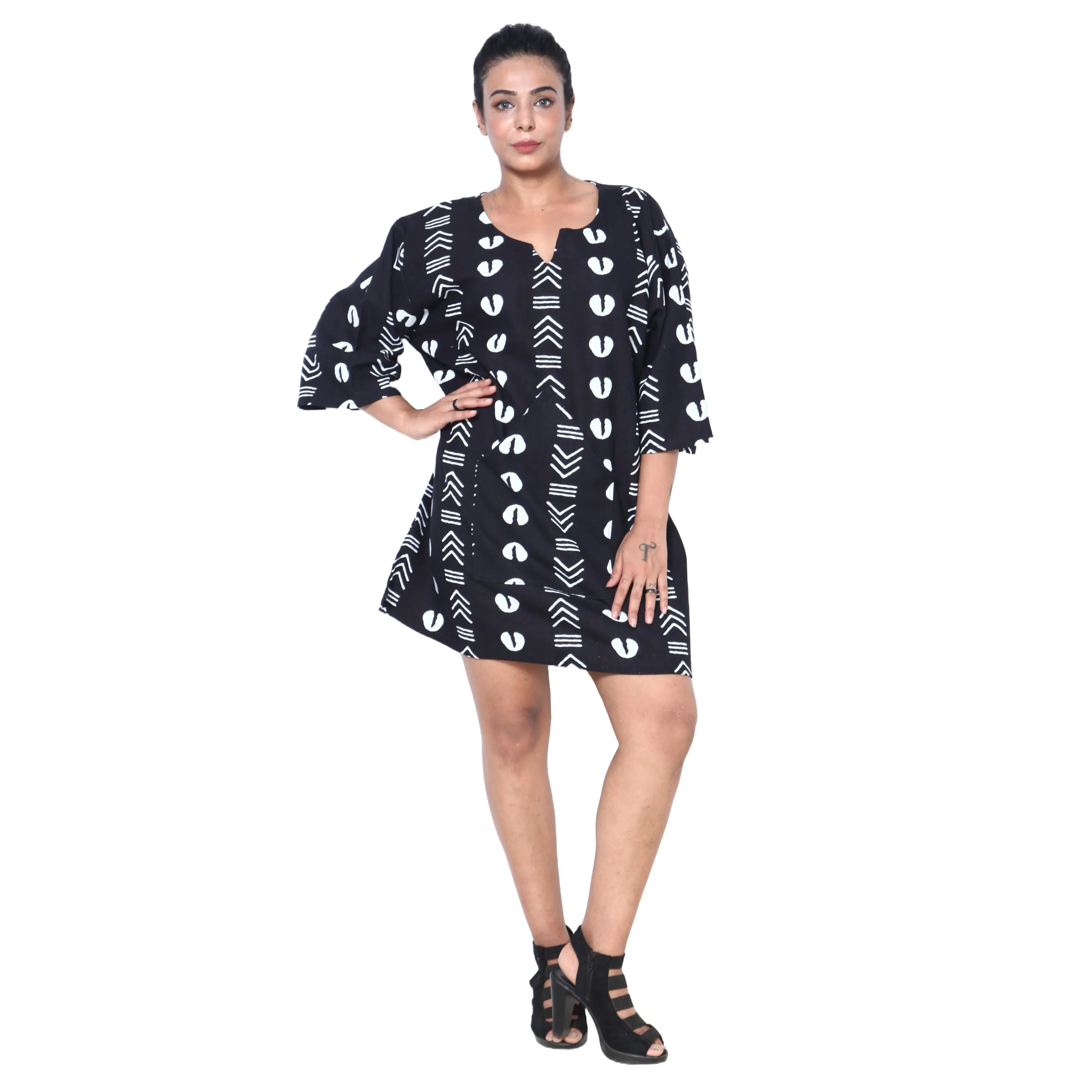 Women's 3/4 Sleeve Tunic Top -- FI-149