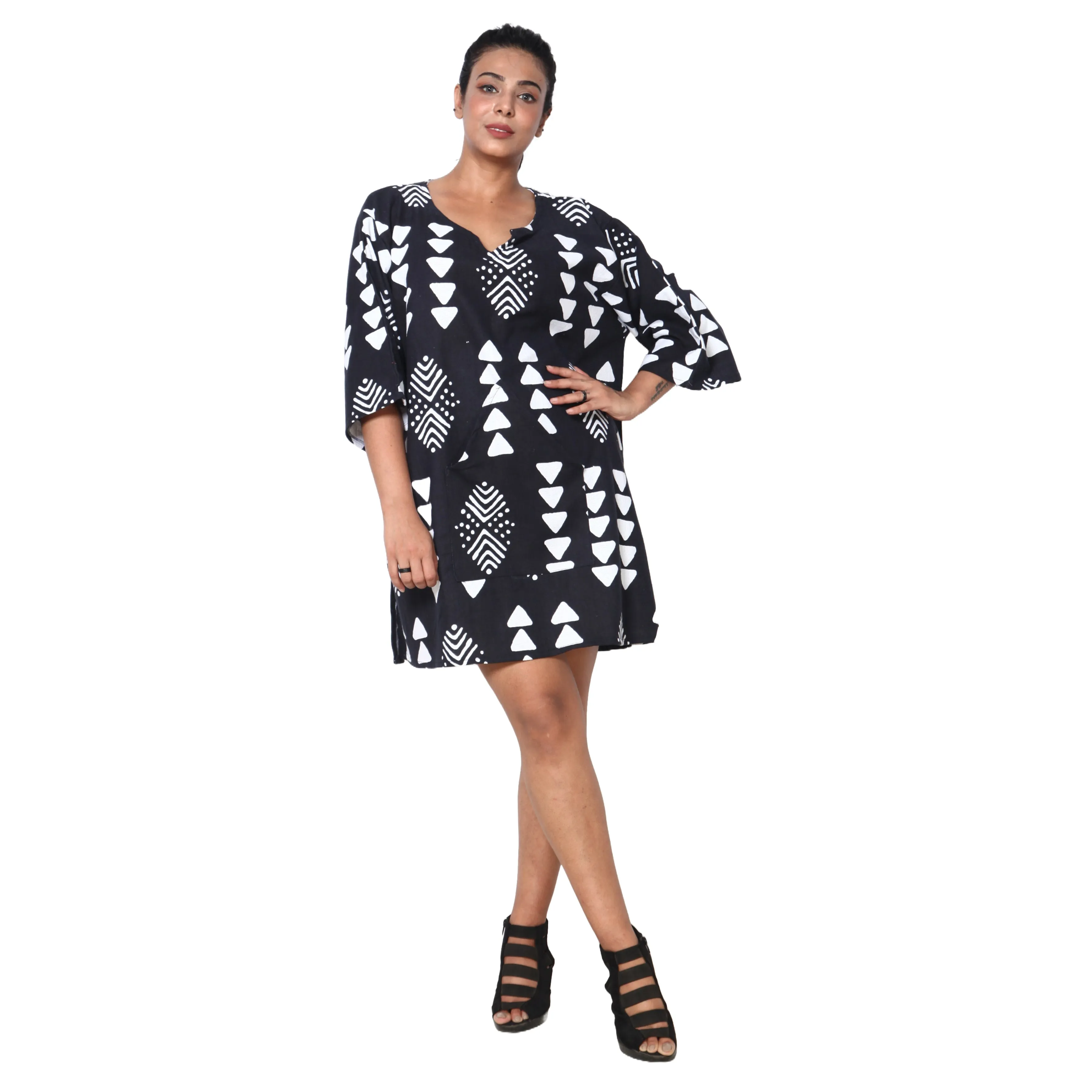 Women's 3/4 Sleeve Tunic Top -- FI-149