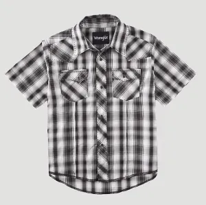 Wrangler Boy's Black Plaid Short Sleeve Boy's Western Shirt 112314867