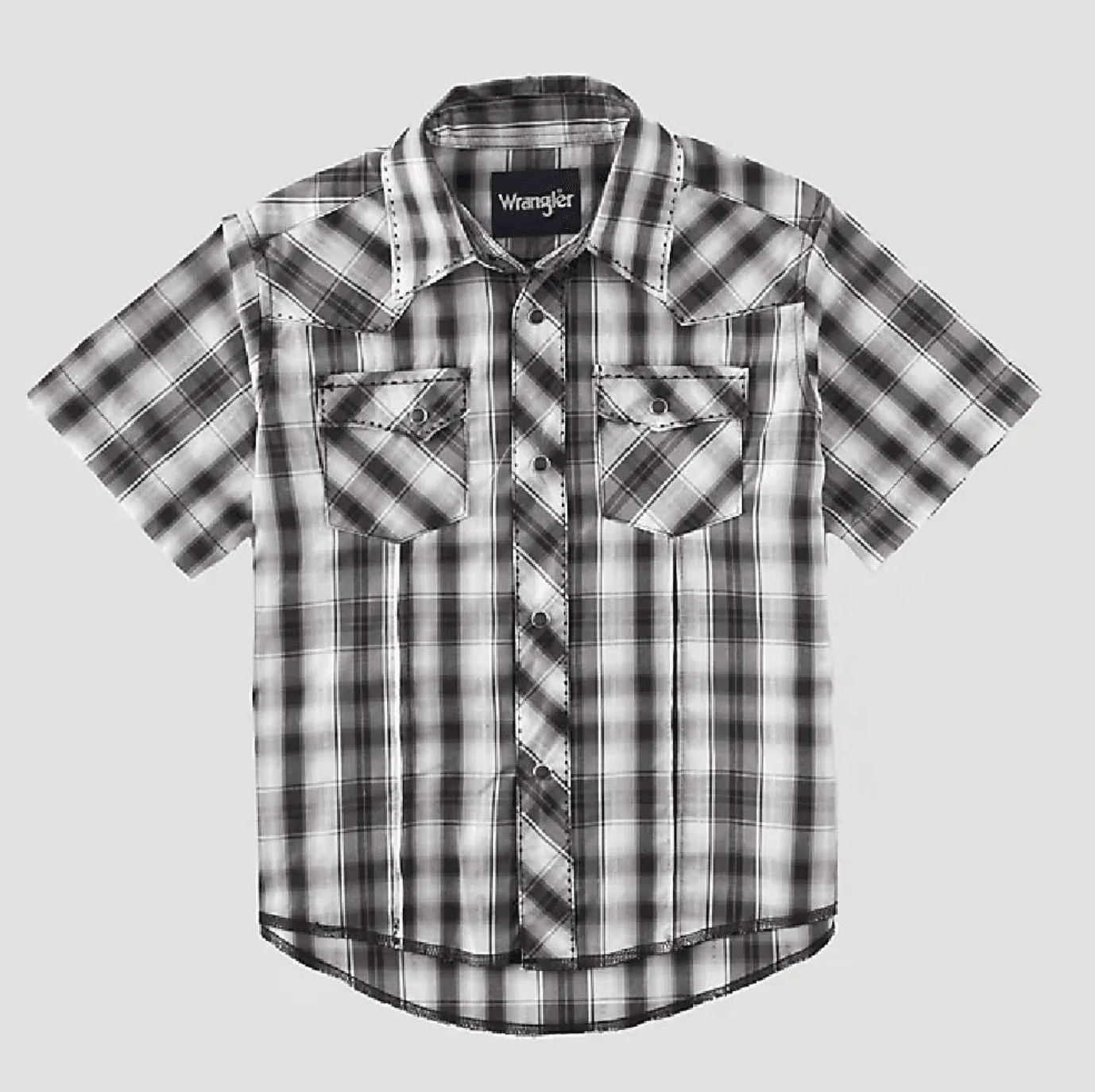 Wrangler Boy's Black Plaid Short Sleeve Boy's Western Shirt 112314867